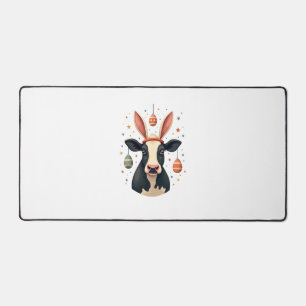Vintage Easter Cow Bunny Ears Cute Farm Animal Egg Desk Mat