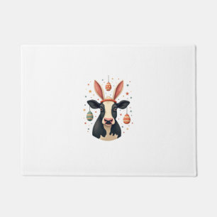 Vintage Easter Cow Bunny Ears Cute Farm Animal Egg Doormat