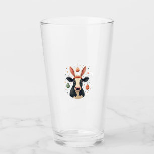 Vintage Easter Cow Bunny Ears Cute Farm Animal Egg Glass