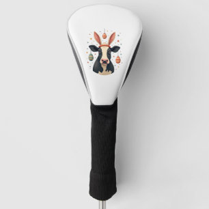 Vintage Easter Cow Bunny Ears Cute Farm Animal Egg Golf Head Cover