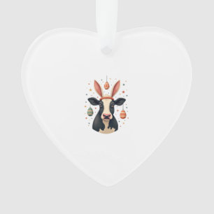 Vintage Easter Cow Bunny Ears Cute Farm Animal Egg Ornament
