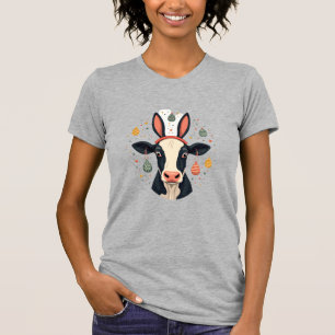 Vintage Easter Cow Bunny Ears Cute Farm Animal Egg T-Shirt