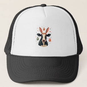 Vintage Easter Cow Bunny Ears Cute Farm Animal Egg Trucker Hat