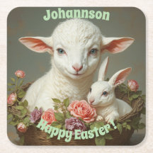 Vintage Easter Custom Personalise Lamb & Bunny 