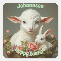 Vintage Easter Custom Personalise Lamb & Bunny 