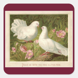 Vintage Easter Doves Square Sticker