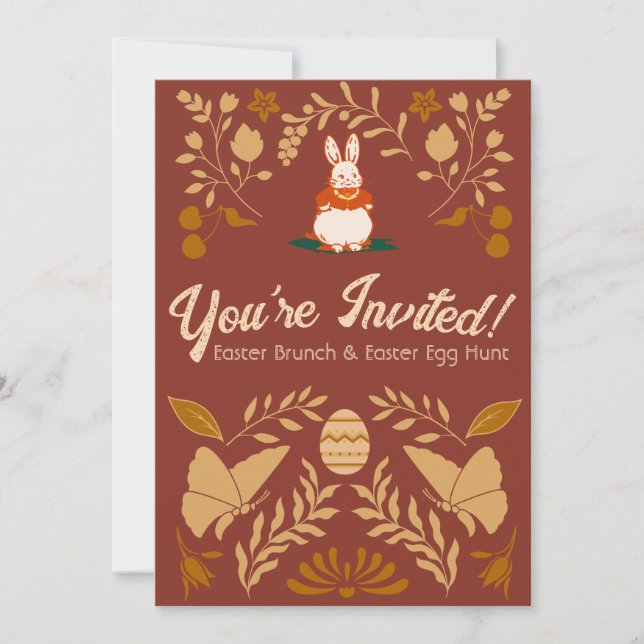Vintage Easter Egg Brunch & Egg Hunt Invitation (Front)