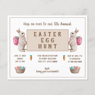 Vintage Easter Egg Hunt Watercolor Bunny Basket Flyer