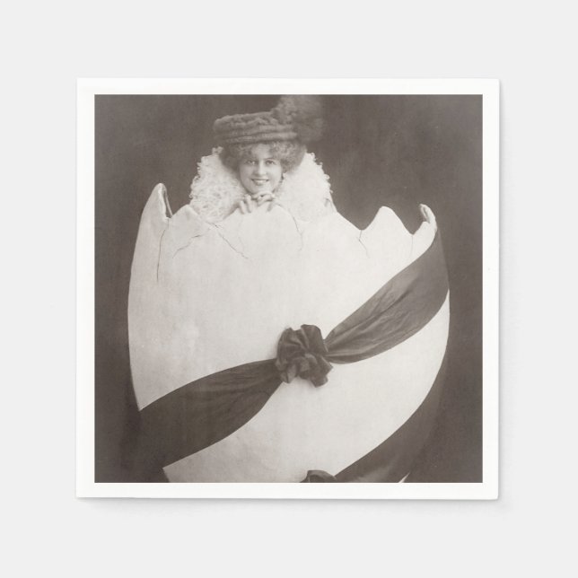 Vintage Easter Egg Lady Napkin (Front)