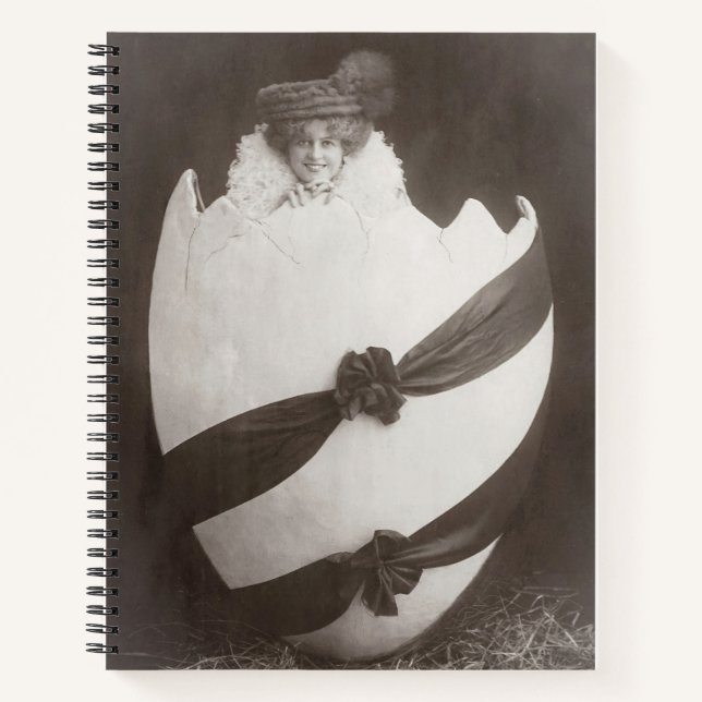 Vintage Easter Egg Lady Notebook (Front)