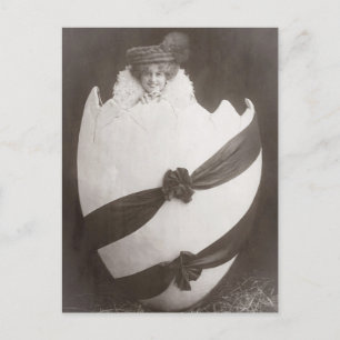 Vintage Easter Egg Lady Postcard
