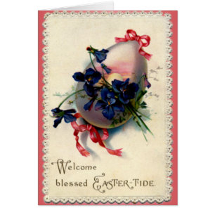 Vintage Easter Egg with Violets