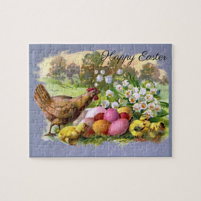 Vintage Easter Eggs and Chickens Holiday   Jigsaw Puzzle (Horizontal)