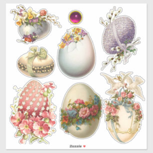VINTAGE EASTER EGGS, FLOWERS AND DOVES