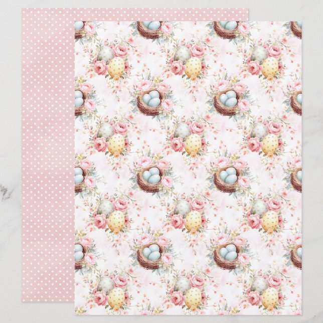 Vintage Easter Eggs Scrapbook Paper (Front/Back)