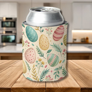 Vintage Easter Eggs with Floral Buds Can Cooler