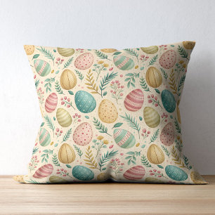 Vintage Easter Eggs with Floral Buds Cushion