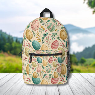 Vintage Easter Eggs with Floral Buds Printed Backpack