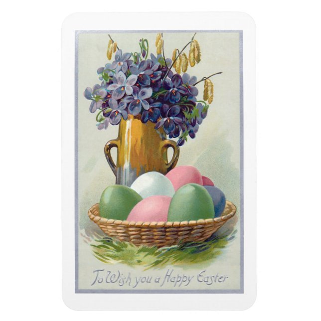 Vintage Easter Eggs with Violets Magnet (Vertical)