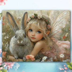 Vintage Easter Fairy with Bunny Floral Fantasy Tissue Paper