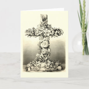 Vintage Easter Floral Christian Cross 1869 Holiday Card