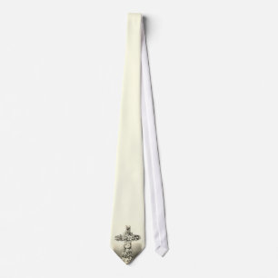 Vintage Easter Floral Christian Cross 1869 Tie