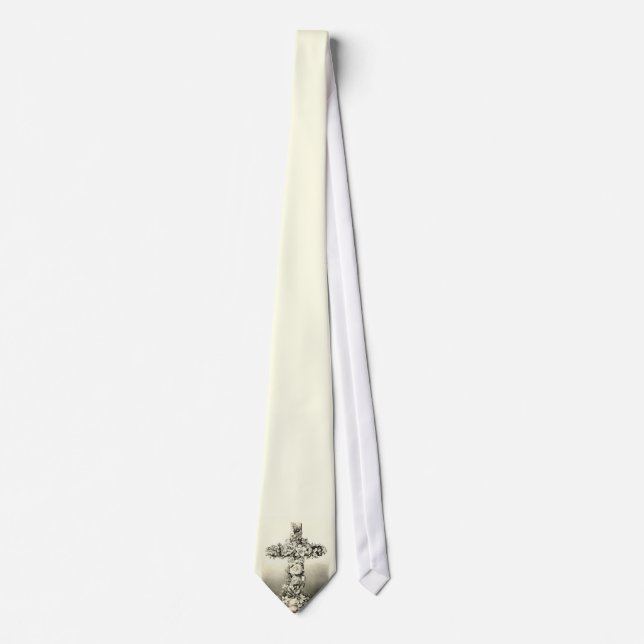 Vintage Easter Floral Christian Cross 1869 Tie (Front)