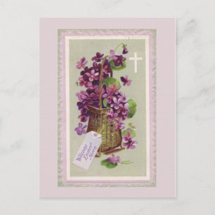 Vintage Easter Flowers Postcard