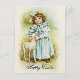 Vintage Easter Girl Holiday Postcard