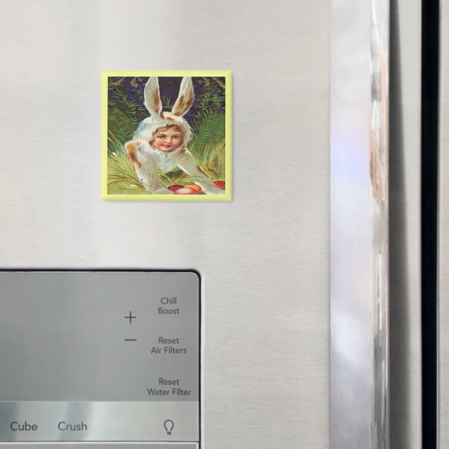 Vintage Easter Girl in Bunny Costume, ZSSG Magnet (In Situ (Fridge))