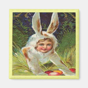 Vintage Easter Girl in Bunny Costume, ZSSG Magnet