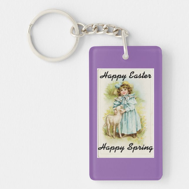 Vintage Easter Girl Key Ring (Front)
