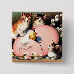 Vintage - Easter Greetings 15 Cm Square Badge