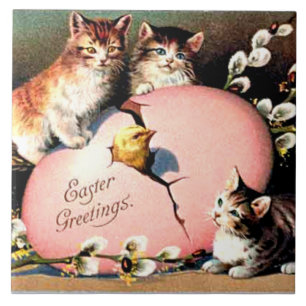 Vintage Easter Greetings Ceramic Tile
