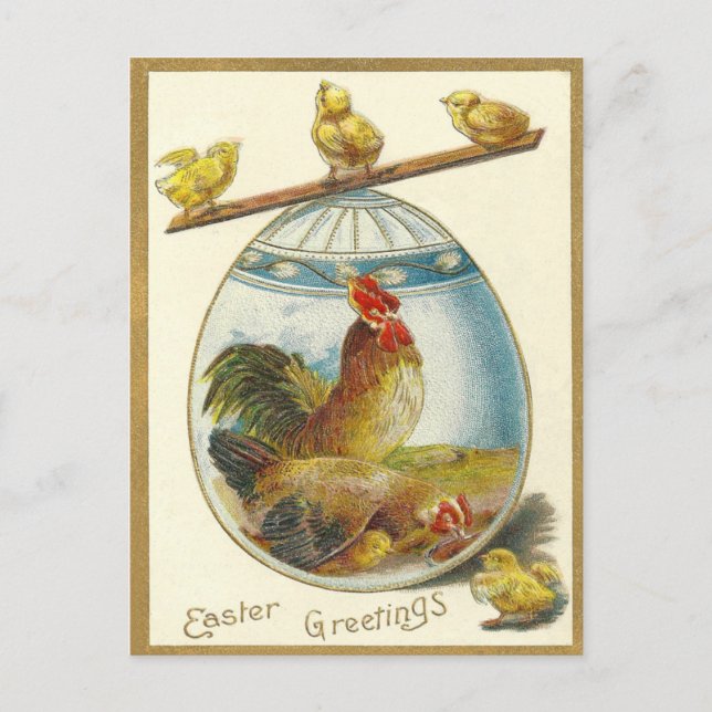 Vintage Easter Greetings Holiday Postcard (Front)