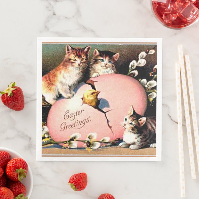 Vintage Easter Greetings Napkin (Insitu)