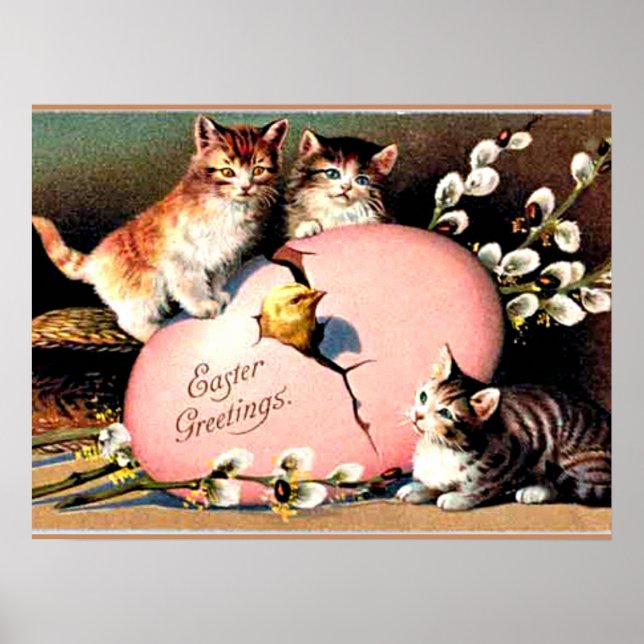 Vintage Easter Greetings Poster (Front)