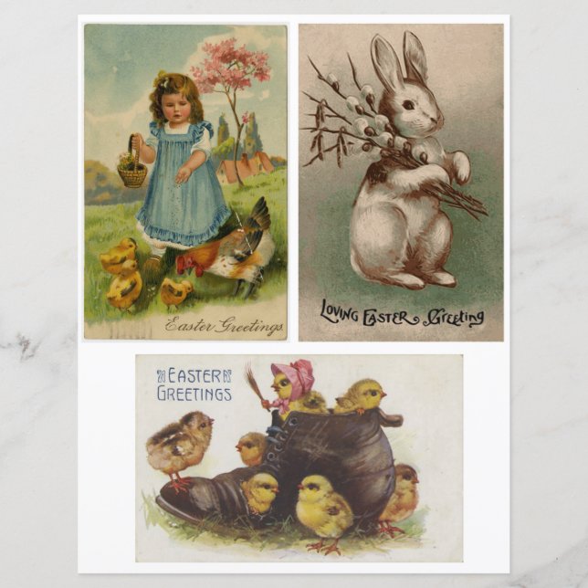 Vintage Easter Greetings Scrapbook Paper (Front)