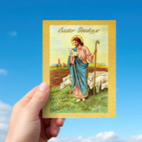 Vintage Easter Greetings Shepherd Sheep Lamb Jesus