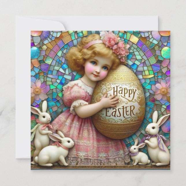 Vintage Easter ~ HAPPY EASTER ~ Sweet Child ~ Holiday Card (Front)