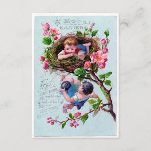 Vintage Easter Illustration in Blue Invitation