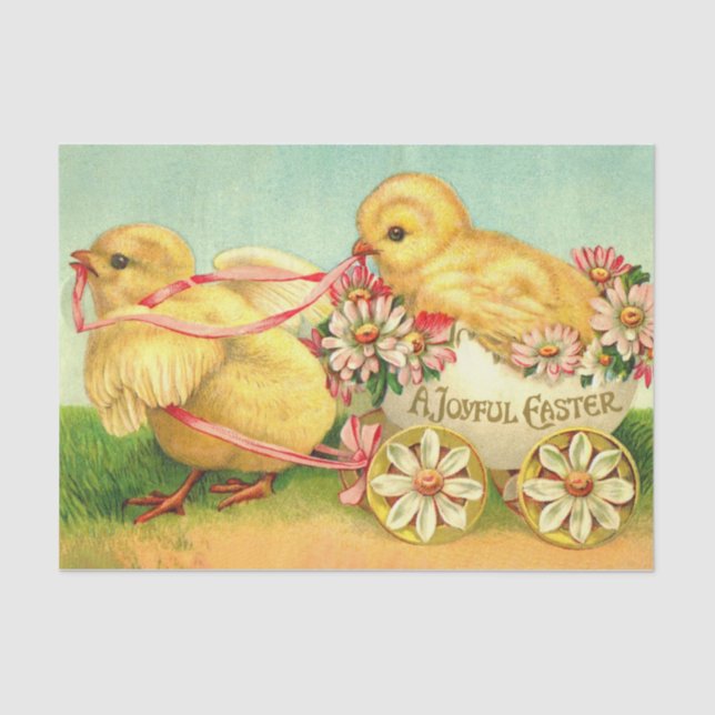 Vintage Easter Joyful Chicks Tissue Paper (Front)