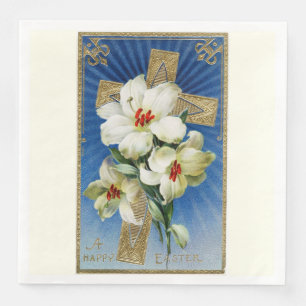 Vintage Easter Lilies and Cross Napkin