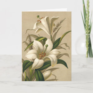 Vintage Easter Lilies, Victorian Flowers in Bloom Holiday Card
