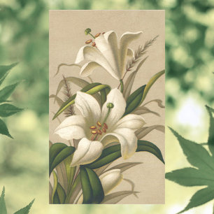 Vintage Easter Lilies, Victorian Flowers in Bloom Rectangular Sticker