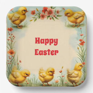 Vintage Easter Little Chicken Holiday Collection Paper Plate