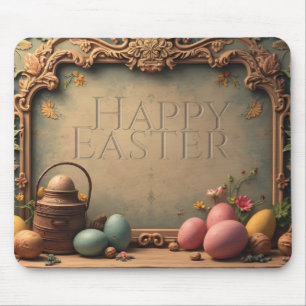 Vintage Easter Magic with Festive Floral Ornaments Mouse Pad