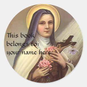 Vintage Easter, Nun w Cross, Religious Bookplate Classic Round Sticker