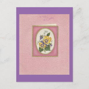 Vintage Easter Pansy Holiday Postcard