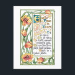 Vintage Easter Peace Hymn with Gold Tulips Holiday Postcard<br><div class="desc">Colourful decorated illuminated religious vintage Easter peace hymn embellished by gold and orange tulips in green border.</div>